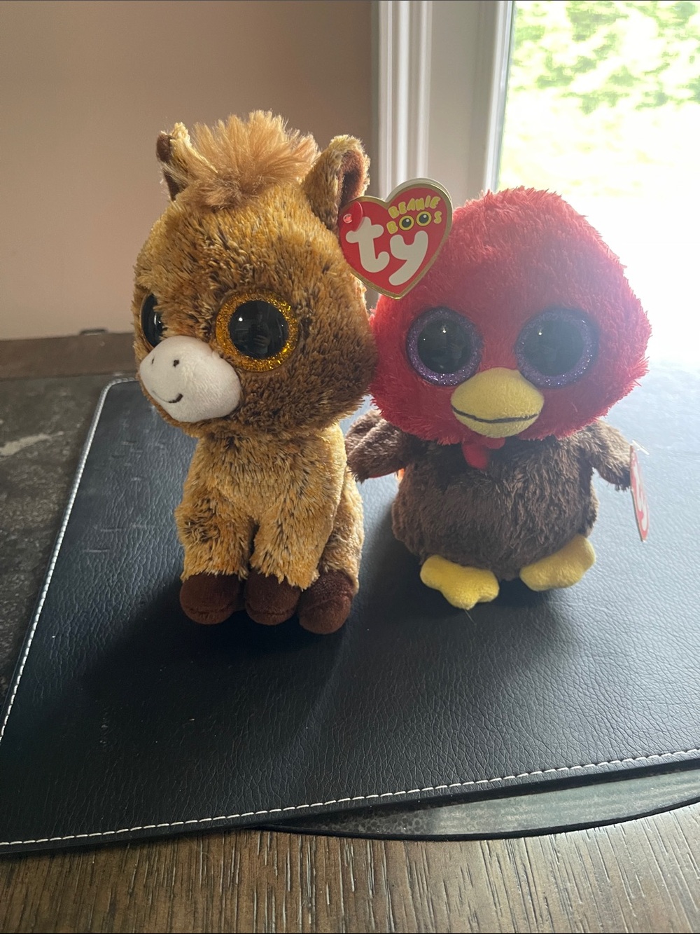 NWT Ty Plush Pair - Brown Horse & Red/Brown Bird